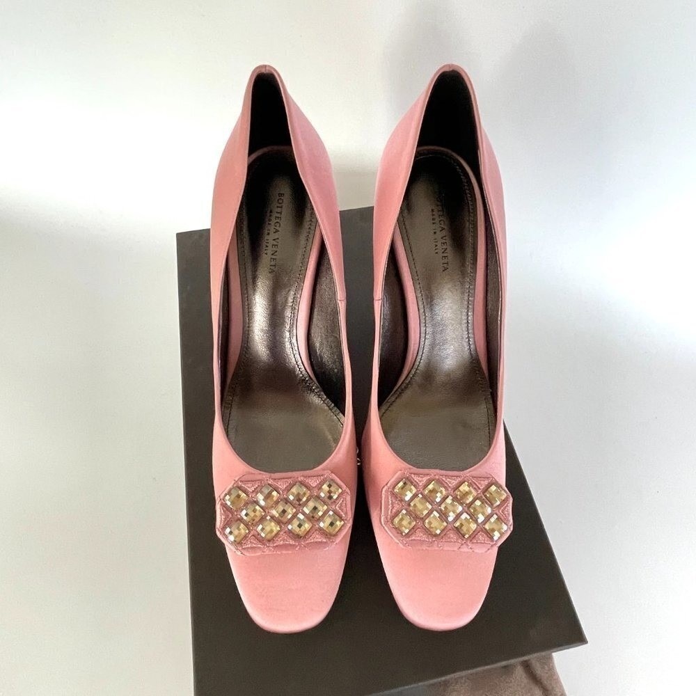 Bottega Veneta 454350 Women's Crepe Satin Stiletto shoe Pastel Pink Sz. 39 - Picture 5 of 15